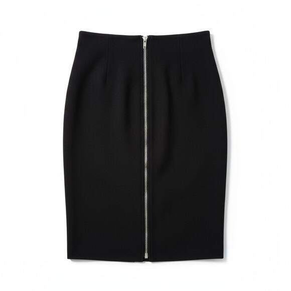 J. Crew Black Exposed Zip "Rocker Girl" Neoprene Pencil Skirt - Size XS - Picture 1 of 6